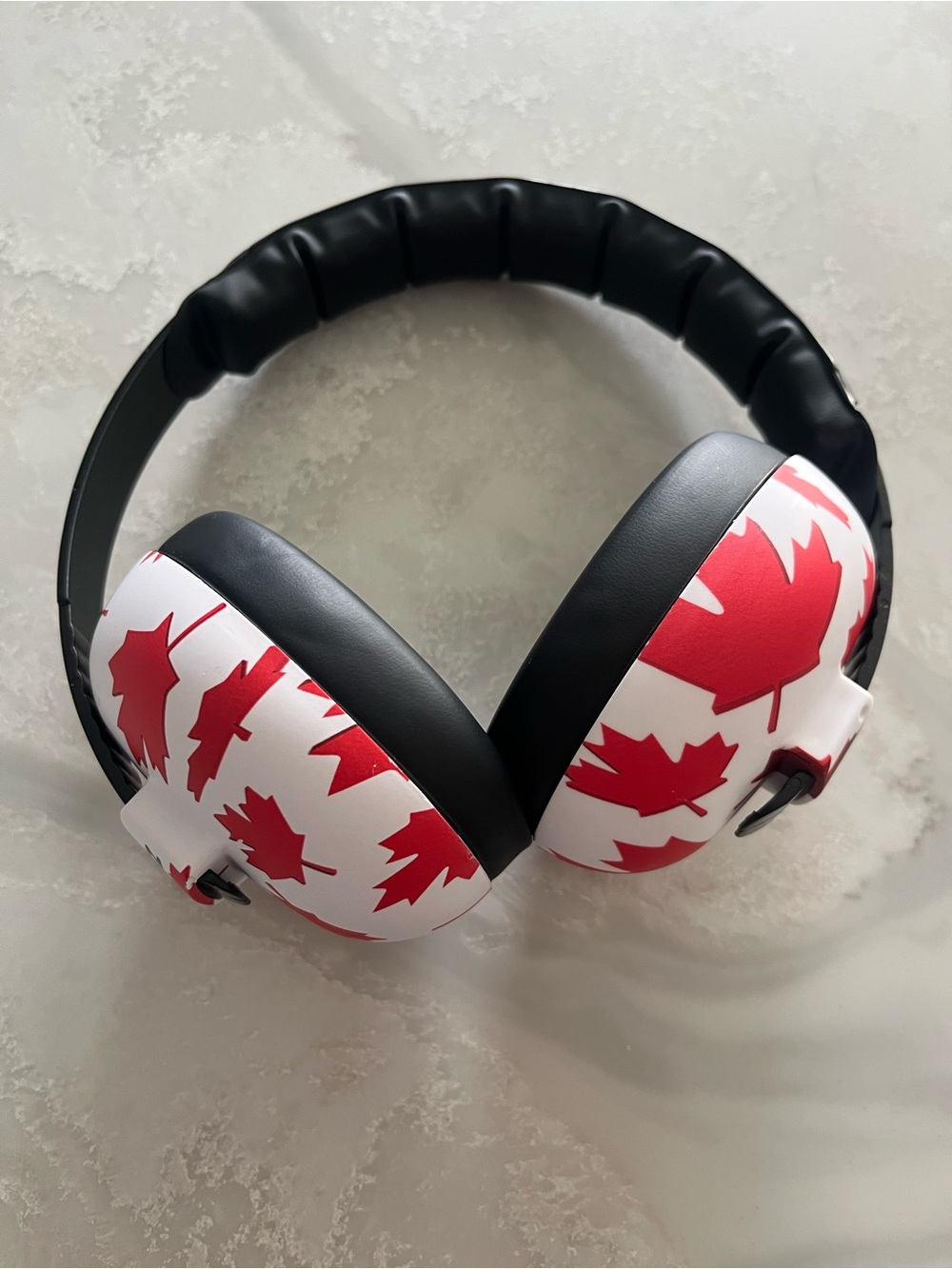 BaBy BanZ Kids Ear Protection Headphones Red White Maple Leaf Design